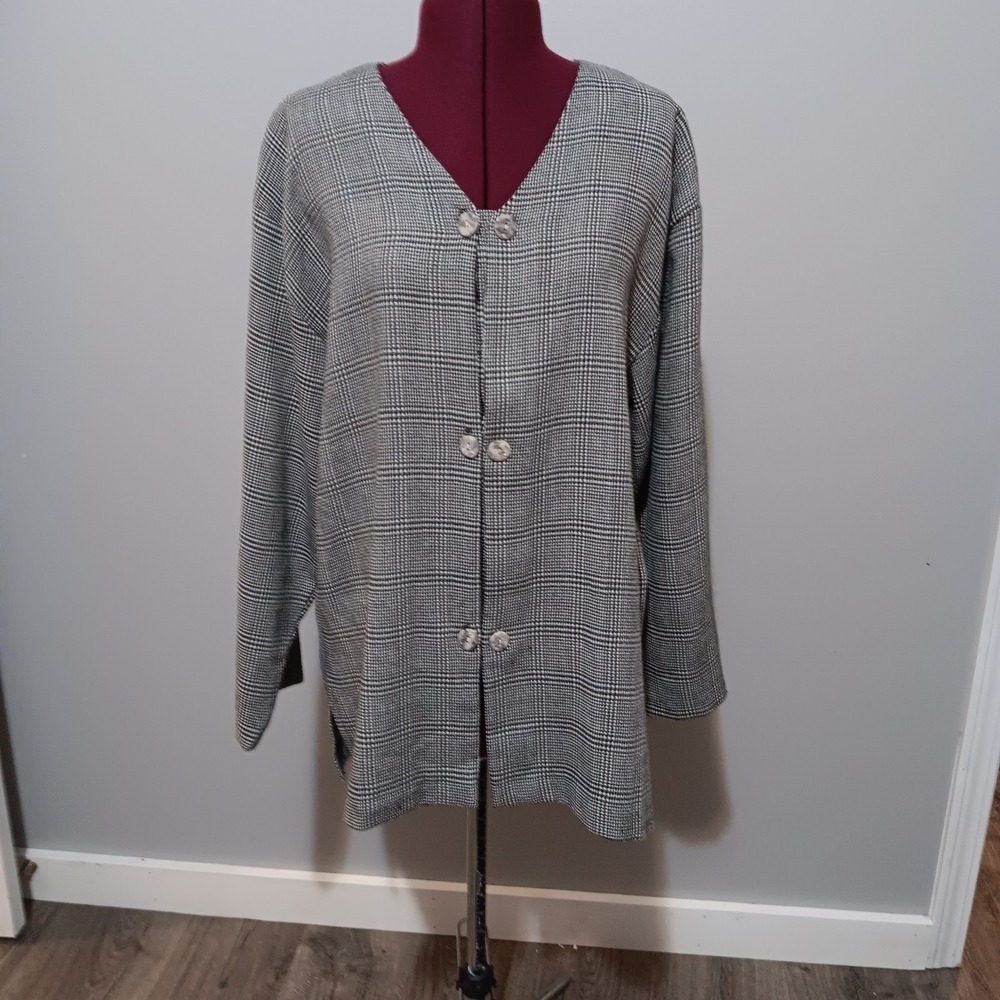 VTG Streetwear Garconne FABU  Unstructured Double Button‎ Houndstooth Jacket L